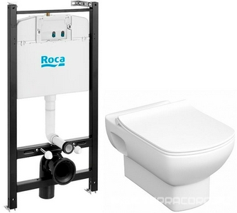 Комплект инсталляция + подвесной унитаз  с крышкой микролифт, БЕЗ кнопки ZZ Roca Dama Senso 7893104680