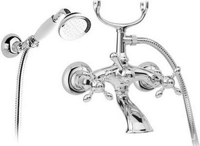 Смеситель для ванны, лейка, шланг, кронштейн в компл., (цв. хром),  ZZ Gaia Chopin RN 602 CR