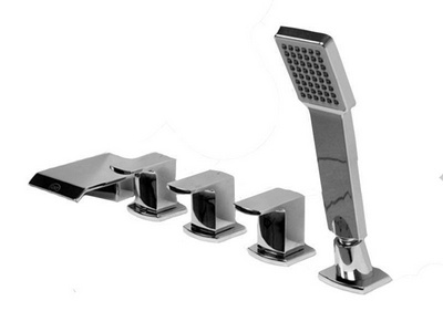 Смеситель для ванны, встраиваемый в борт ванны, с душ. гарнитуром на 4 отверстия, (цв.хром),  -72 ZZ GNT Torrens Torrens -72