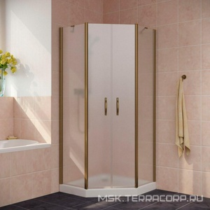 Душевое ограждение пятиугольное EFA-pen Lux 100x100 см схема 223, профиль бронза стекло сатин, БЕЗ поддона ZZ Vegas Glass AFA-Pen EFA-pen Lux 100*100 05 10