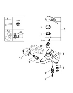 Смеситель д/ванны и душа, без аксессуаров, белый/хром Grohe Eurostyle New 33591LS3