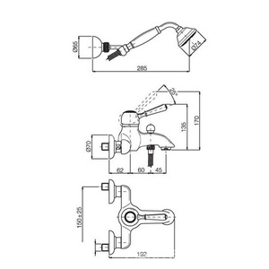 Смеситель для ванны, (лейка д/д, шланг, кронштейн в компл.), (цв. бронза),  ZZ Fima Carlo Frattini Bell F3364BR