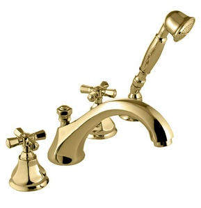 Смеситель для ванны, встраив. в борт на 4 отв., (лейка, шланг в компл.), (цв. бронза),  ZZ Nicolazzi Teide Four 1904 BZ 45