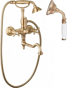 Смеситель для ванны, лейка, шланг в компл., (цв. бронза),  ZZ Cezares Golf GOLF-VDF-02-Bi