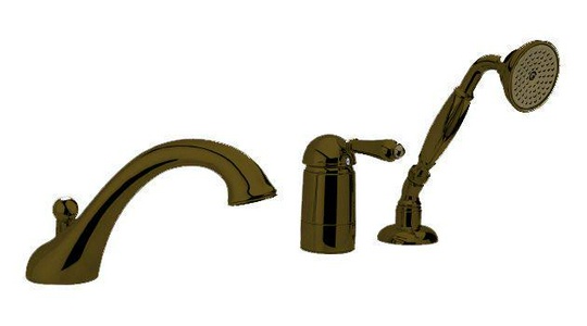 Смеситель д/в, встрав. в борт на 3 отв., лейка, шланг, кронштейн в компл., (цв.Tuscan brass темная бронза, ручка El Capitan),  ZZ Nicolazzi Classico 3414 TB 75