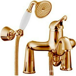 Смеситель для ванны, встраиваемый в борт на 2 отв., (лейка д/д, шланг, кронштейн в компл.), (цв. бронза), Piccadilly ZZ