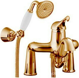 Смеситель для ванны, встраиваемый в борт на 2 отв., (лейка д/д, шланг, кронштейн в компл.), (цв. бронза),  ZZ 3M Piccadilly 2104 CC