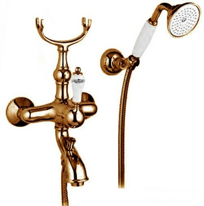 Смеситель для ванны, шланг, лейка, кронштейн в компл., (цв. бронза),  ZZ Gaia Phoenix RN 3302 BR