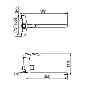 Смеситель для ванны/душа, длинный излив 350 мм, с установочным комплектом, аксессуарами, бронза XX Veragio Grazia VR.GRA-3505.BR