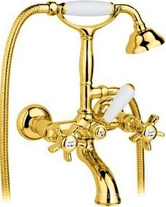 Смеситель для ванны с душевым гарнитуром, (цв.гальван.золото, ручки Dames Anglaises), Nicolazzi ZZ Nicolazzi Classical luxury 1401 GB 18