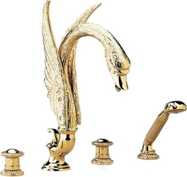Смеситель на ванну встраив., на 4 отв., с душ.гарн., (цв. золото (Dore)) Cygne ZZ