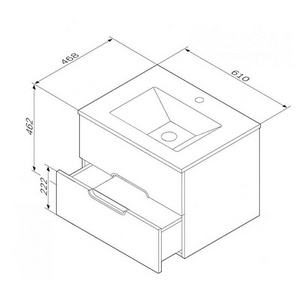Раковина для тумбы  610x468x100 мм, керамическая, встроенная, цвет белый глянец ZZ AMPM Spirit M70AWCC0602WG/M70WCC0602WG64