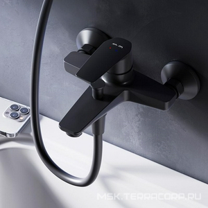 Смеситель для ванны/душа  излив 175мм, БЕЗ аксессуаров, цв.черный AMPM Gem F90A10022