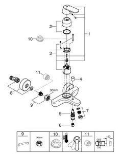 Смеситель для ванны, однорычажный, без душ.гарнитура, хром Grohe Eurosmart Cosmopolit 32831000