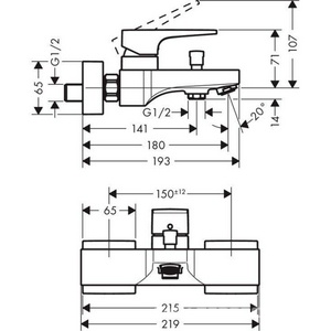 Смеситель для ванны, (цв.хром), Metropol ZZ Hansgrohe Metropole 32540000
