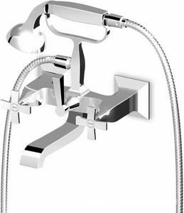 Смеситель для ванны, ручки "Крест", с душевым гарнитуром, (цв.хром),  ZZ Zucchetti Bellagio ZB1228