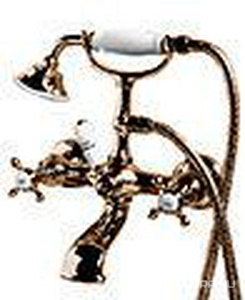 Смеситель для ванны, настенный, лейка, шланг в компл., (цв. латунь)  ZZ Devon & Devon Austin UTAU933