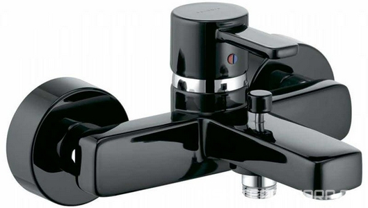 Смеситель для ванны и душа, однорычажный, БЕЗ душ.гарн., черный-хром XX Kludi Zenta 386708675