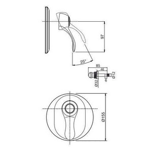 Смеситель для душа, встраиваемый в стену, с переключателем, (БЕЗ внутр.части арт.F3000), (цв. бронза),  ZZ Fima Carlo Frattini Lamp F3309Х2BR