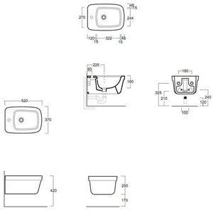 Биде подвесное, с 1 отв.д/смесит., 52х37см, комплект креплений в компл., (цв. белый)  ZZ Simas Evolution EVO19/F85