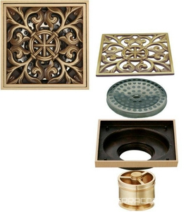 Трап сливной CANYON d40, с декоративной решеткой 100х100 мм, с мех-м обратным клапаном, бронза XX Veragio Canyon VR.CAN-2061.BR