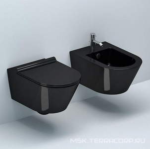 Биде подвесное 550х350хh350мм, крепл в компл., чёрная керамика,   ZZ Catalano Zero 1BS55NNE