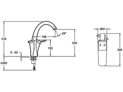 Cмеситель для кухни  однорычажный нерж. сталь XX Jacob Delafon Carafe E18865-VS