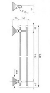 Полотенцедержатель двойной 63см, (цв. бронза),  ZZ Nicolazzi Teide 1498 BZ 05