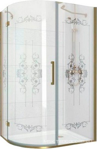 Душ.угол.1200х900хh1950мм,R550,ассиметрич, "Правая" (петли слева),вход 730мм,(стек.8мм, матов.с прозр.рис, фурн. цв.зол.),Magic-RP ZZ Cezares Magic-Royal Palce MAGIC-RH-1-120/90-ROYAL PALACE-PP-G-R