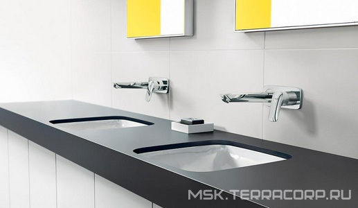 Смеситель для раковины, встраиваемый в стену, излив 195мм, внешняя часть, БЕЗ скрытой арт.13622180, (цв.хром),  Hansgrohe Logis 71220000