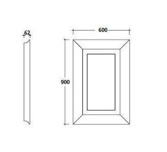 Зеркало 60хh90см, (не реверсивное), со встроенной подсветкой, (рамка дерево цв.  лак),  ZZ Galassia Ethos 8485NE