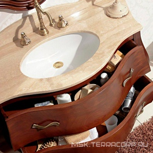 Столешница 128х57хh7см, 1 отв. д/смесит., (мрамор цв. Marmo Travertino),  KL Cezares Carlotta CARL04.M1 Marmo Travertino 1 fori