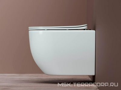 Унитаз подвесной, безободковый, тонкая с крышка- микролифт в комплекте, цвет белый Ceramica Nova mia CN1805