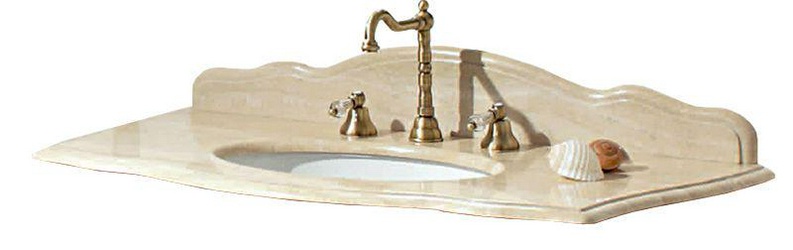 Столешница 115х60хh17см, 1 отв. д/смесит., (мрамор цв. Marmo Travertino), Topazio ZZ