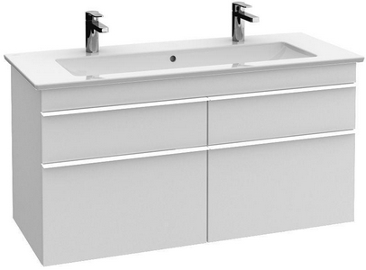 Тумба 1153хh590х502мм, д/рак 1200мм, (4 выдв.отдел., 4 контейн.д/акс, 2+4 стекл.разделит,креп.в комп.),(ручк.хр.цв.FP серый глянц), ZZ Villeroy & Boch Venticello A92901FP