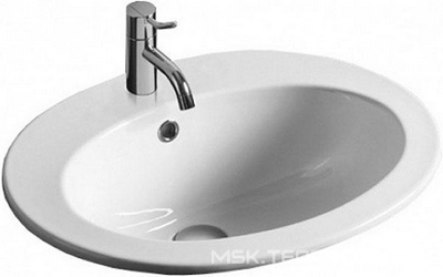 Раковина врезная 53х45cм, с 1 отв. д/смес., с переливом, (цв. белый), Desmo ZZ