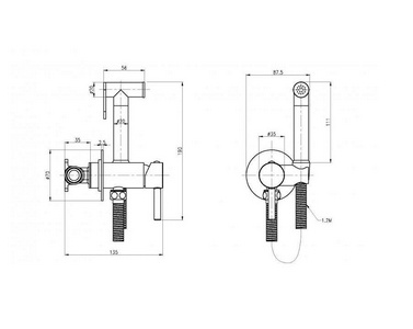 Смеситель совмещённый с гигиеническим душем, (готовый комплект: лейка, шланг 120см., скрытая часть), (цв.хром), Cezares ZZ Cezares Articoli Vari CZR-SET-DA1-ID2-FMM120-01