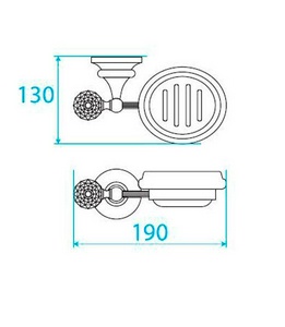 Мыльница настенная керамическая, (цв.хром, Swarovski),  ZZ Cezares Olimp OLIMP-SOD-01-Sw