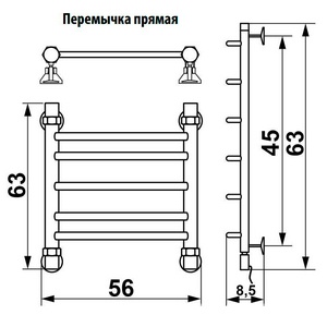 Полотенцесушитель "" гр3 500*h600 мм, подключение 1"*3/4, установочный набор в комплекте ZZ Ника ЛП ЛП(г3) 50/h60