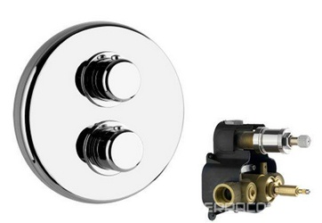 Смеситель для душа, термостат, встраиваемый в стену, на 1 выход, внешняя часть без встраив. арт.09254, (цв. хром), Goccia XX