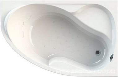 Ванна акриловая "АМЕЛИЯ", 1600х1050, правая, смеситель/излив "Бриз/Ниагара", декорат. молдинг хром, слив-перелив и каркас в компл. XX