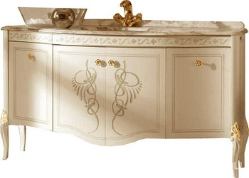 Шкаф дополн. для тумбы под раковину, 35,2х47см, гнутая распшн. дверь, петли справа, ручки цв. золото, Hermitage ZZ