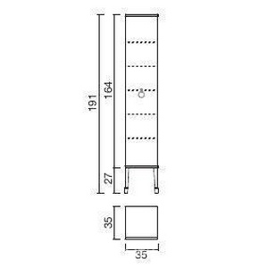 Шкаф (пенал) напольный 35х35хh191см, с 1 дверью, петли слева, (цв. Bianco Opaco / золото),  ZZ Oasis Lutetia 0LTCL1911A SX G150 ORO
