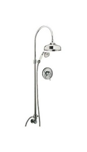 Смеситель для душа, встраиваемый стену со стационарным верхним душем d20см, ручной душ, шланг, кронштейн в компл., (цв. хром),  ZZ 3M Piccadilly 2117 CC
