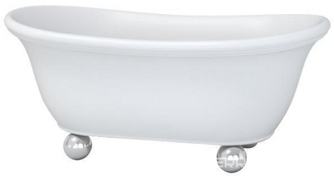 Ванна 1735х990хh720мм,отдельност,литой камень S-Sense, поверхность глянец, литые ножки полир.алюминий, слив-перел. цв.хром, Alba XX