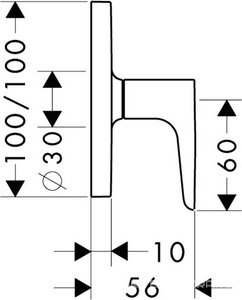 Запорный вентиль с рычаговой  рукояткой, скрытого монтажа, (внешняя часть, БЕЗ встр.части), (цв.хром),  ZZ Hansgrohe Axor Citterio M 34960000