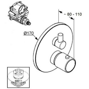 Смеситель с термостатом  наружная часть для душа для скрытого монтажа, без внутр.блока 88011, хром ZZ Kludi Zenta 388350545