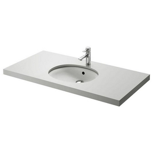 Раковина встраиваемая в столешницу снизу, овальная 540х450хh172мм, без отв.д/смесит, с переливом, крепёж в компл., CeFiONtect,  ZZ Toto Public LW764Y#XW