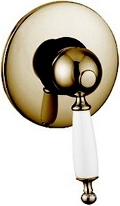 Смеситель для душа, встаиваемый в стену, (цв. золото, ручка цв. белый),  ZZ Gaia Canterbury RB 6330 OR