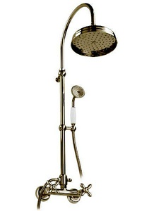 Смеситель для душа со стационарным верхним d300мм и ручным душем, (цв.бронза)  ZZ Gaia Avebury RB 8047/С30 BR
